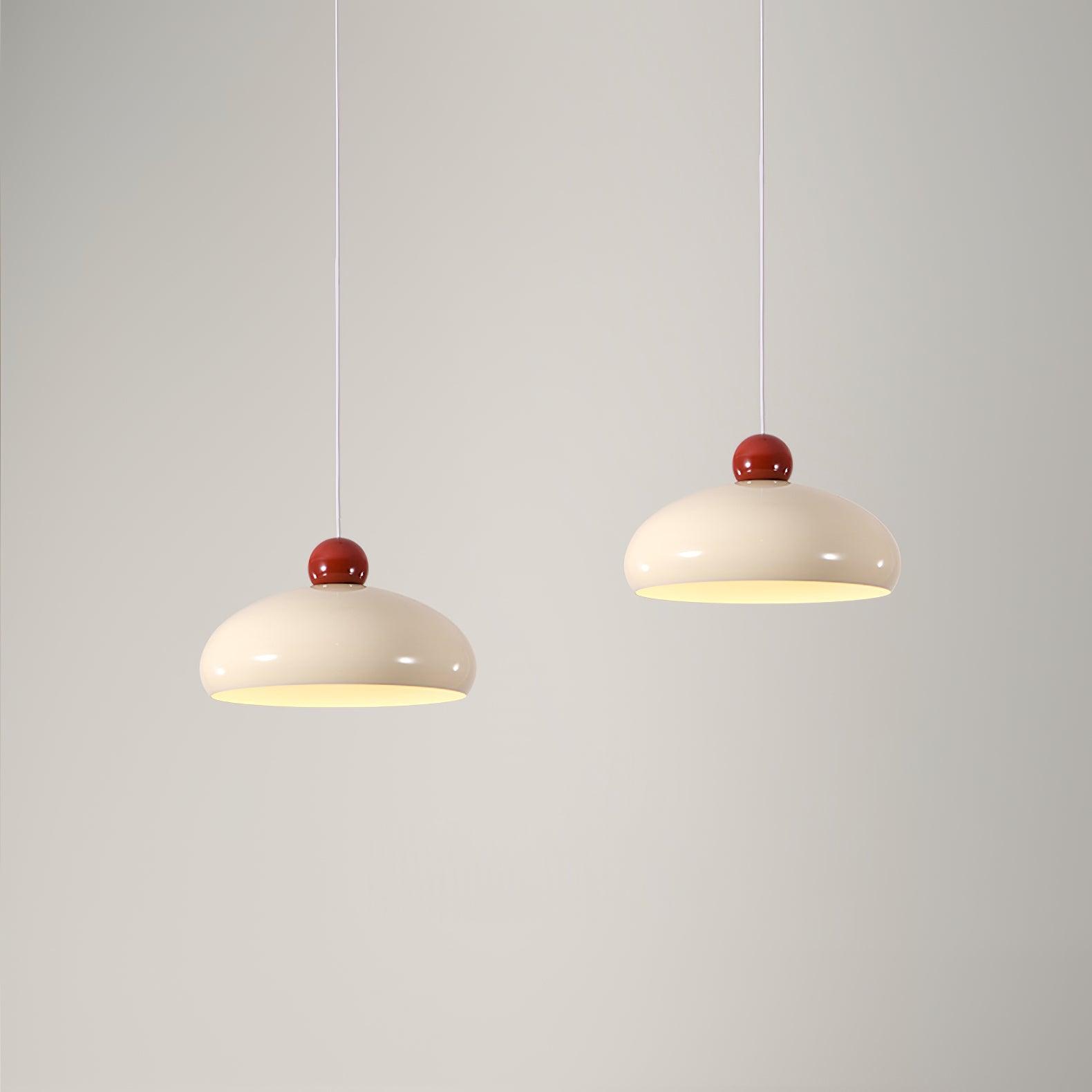 Pendant Light Dome Shade White Red - Letslighting