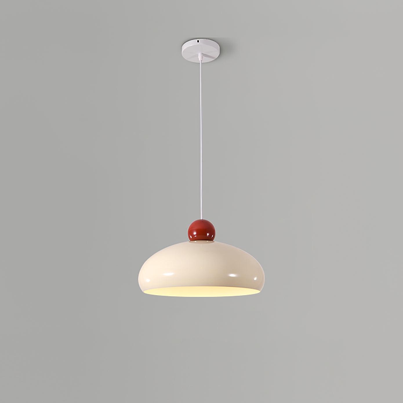 Pendant Light Dome Shade White Red - Letslighting