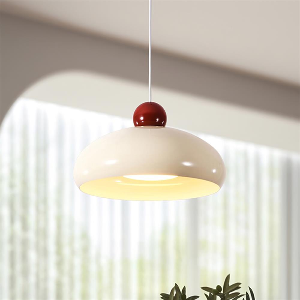 Pendant Light Dome Shade White Red - Letslighting