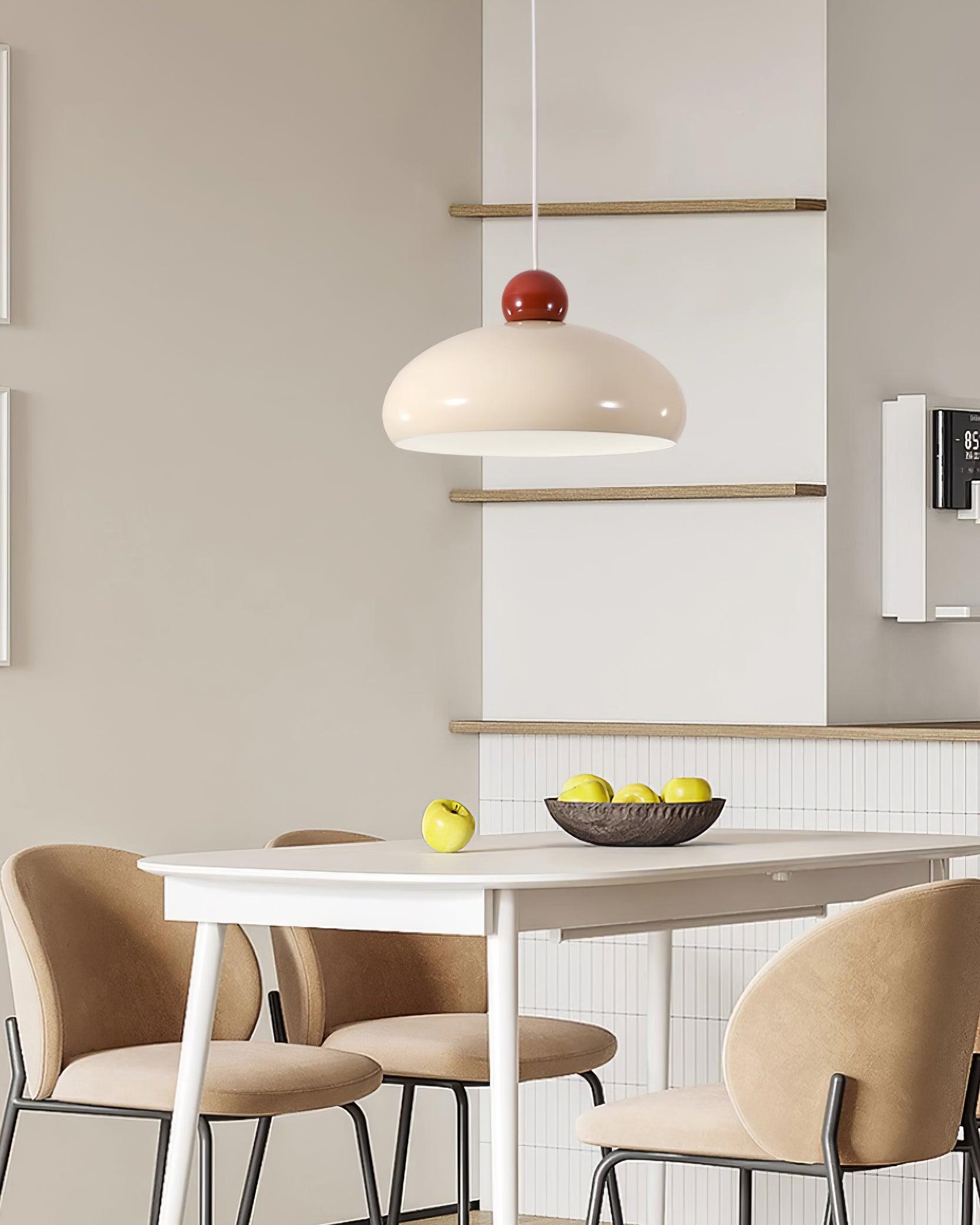 Pendant Light Dome Shade White Red - Letslighting