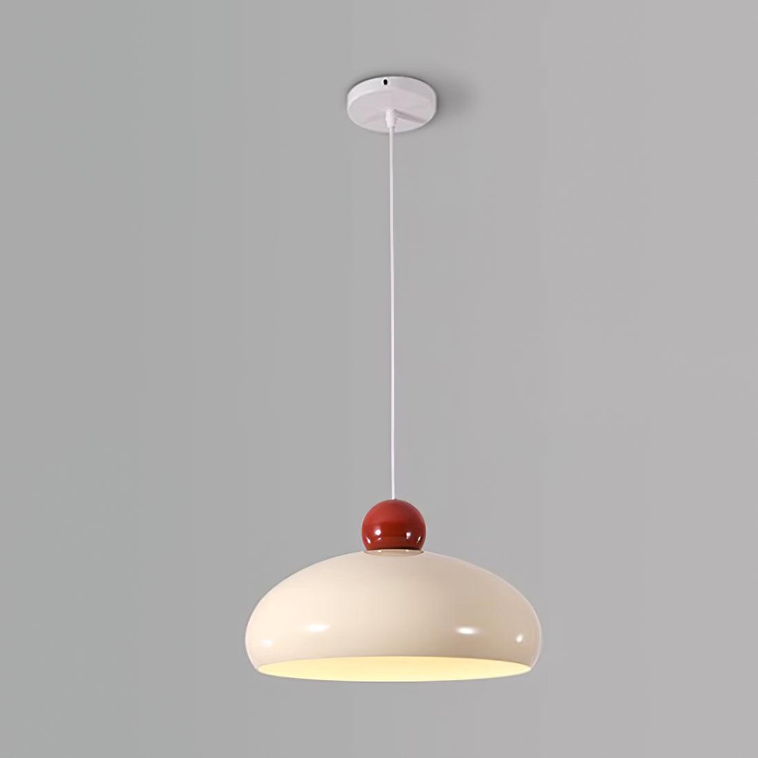 Pendant Light Dome Shade White Red - Letslighting