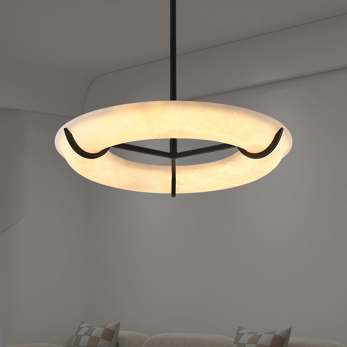 Eldorora Modern Minimalist Brass Alabaster Chandelier - Lamp Copper