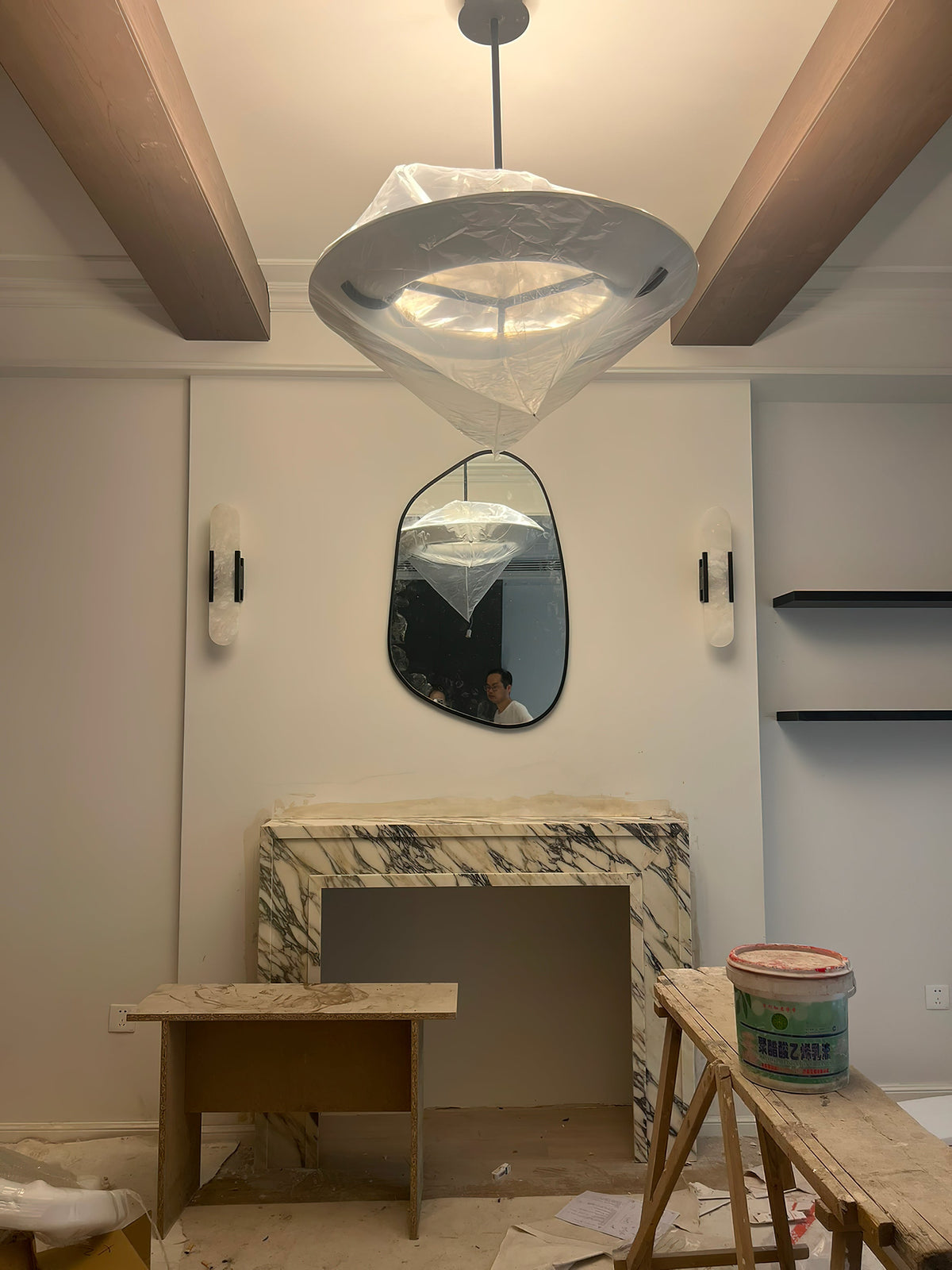 Eldorora Modern Minimalist Brass Alabaster Chandelier - Lamp Copper