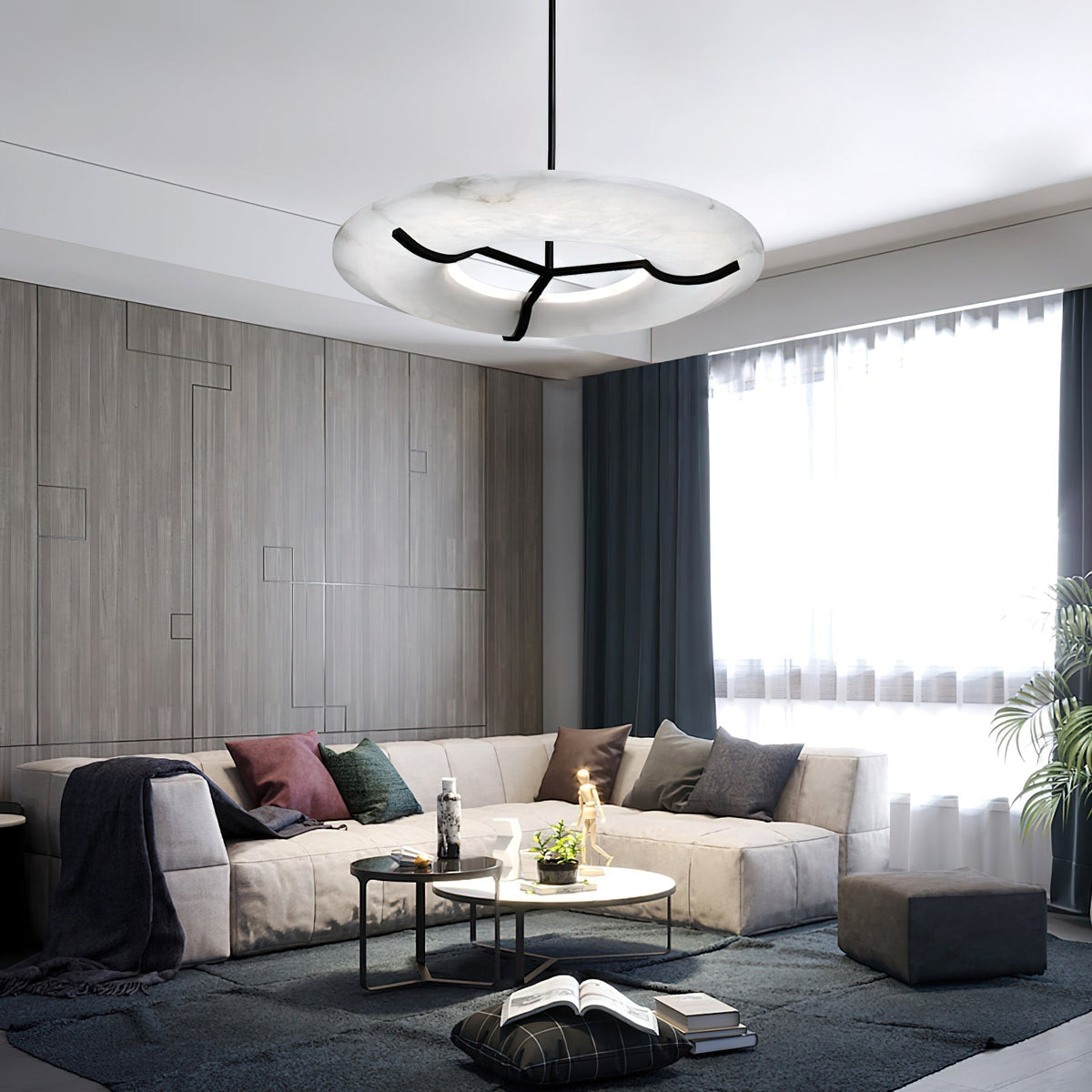 Eldorora Modern Minimalist Brass Alabaster Chandelier - Lamp Copper