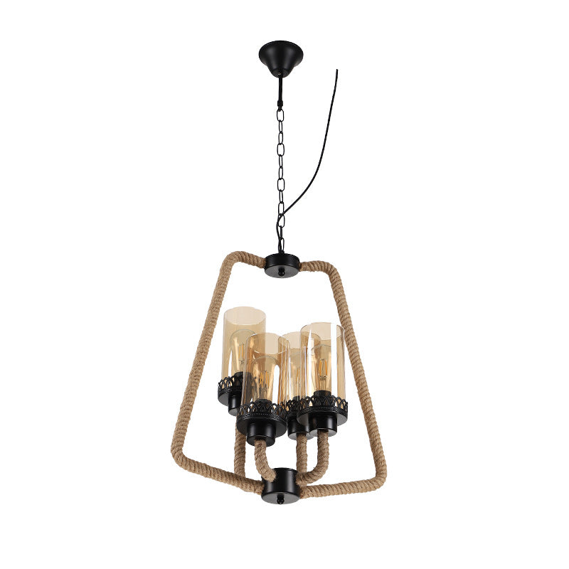 Epoch Vintage Metallo/Corda LED Sospensione Nero Soggiorno/Bar/Ristorante
