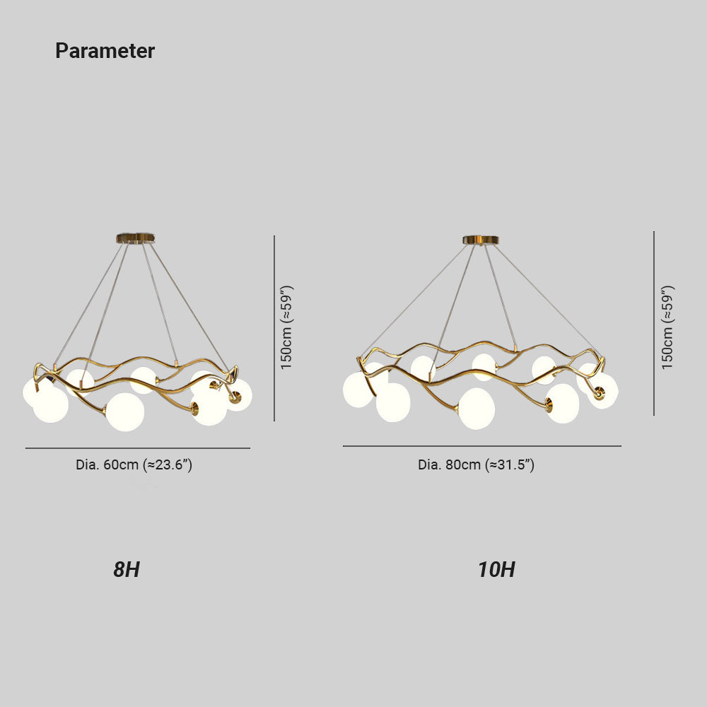 Valentina Moderno LED Elegante Lampada a Sospensione Metallo Vetro Bianco Oro Soggiorno/Camera da Letto