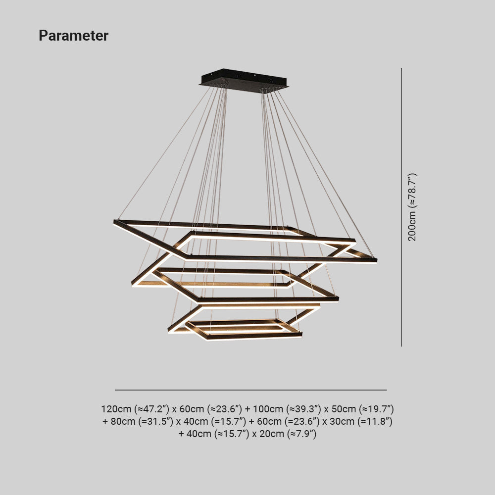 Bouvet Moderno LED Lampada a Sospensione 5 Stratificato Nera Soggiorno/Camera da Letto
