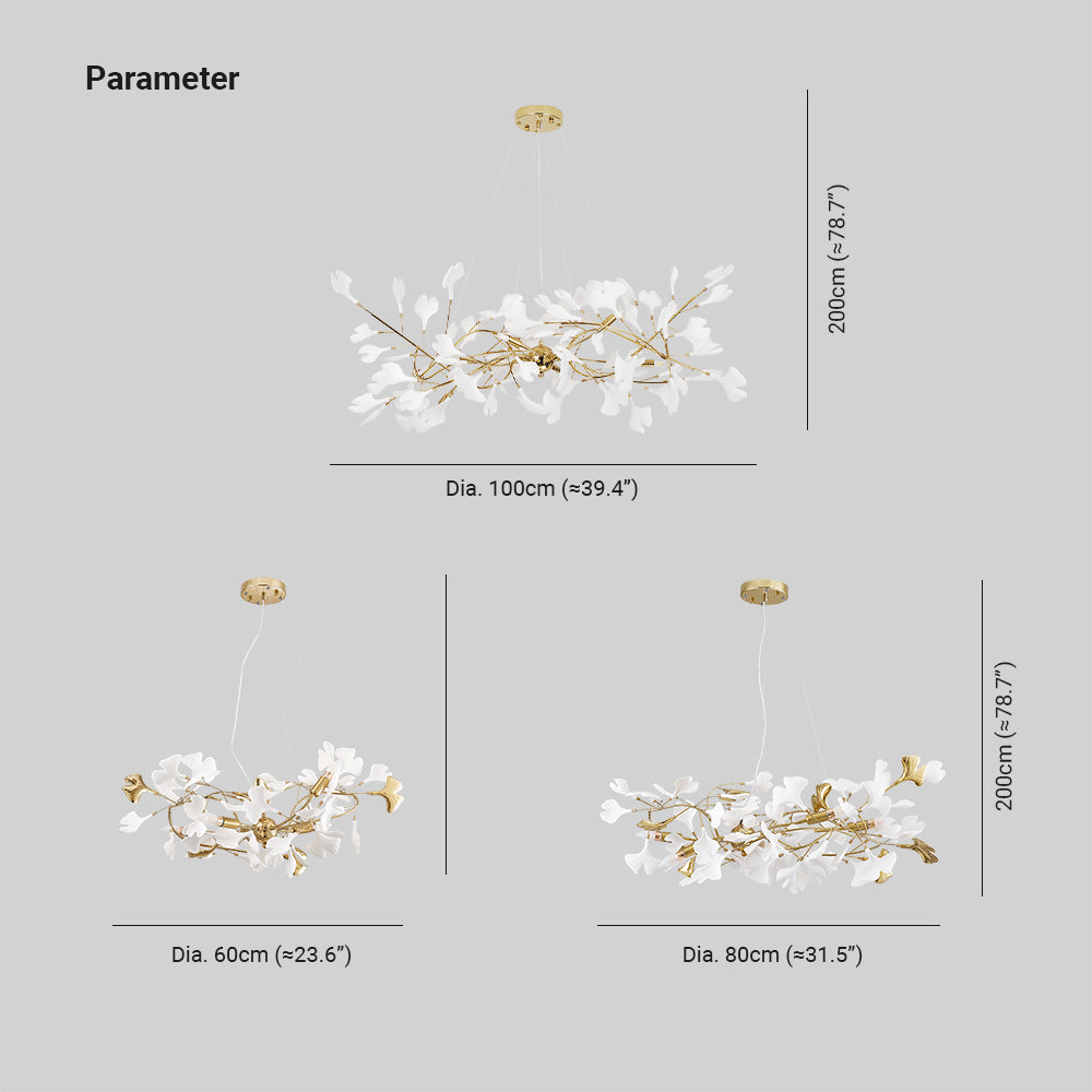 Olivia Lampada a Sospensione Ceramica Grande Foyer Foglia Gingko Soggiorno Lusso