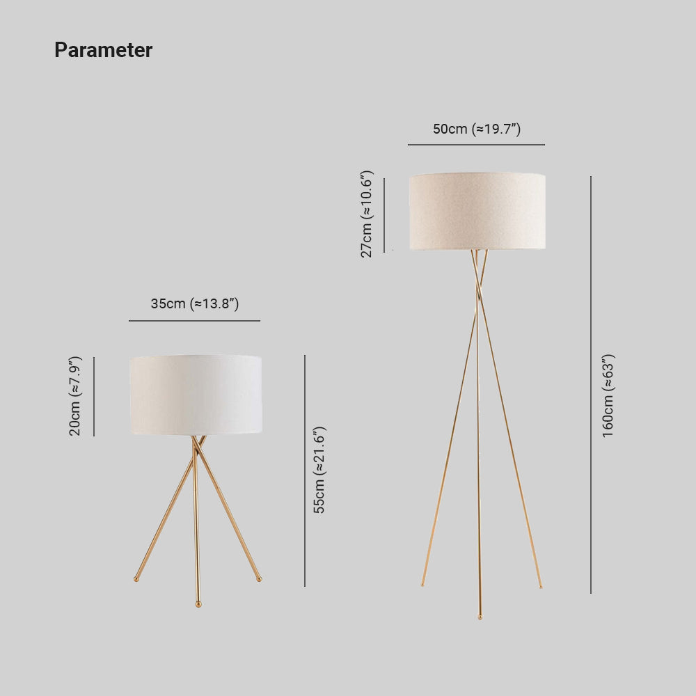 Baines Moderna LED Lampada da Terra Tessuto Bianco Treppiede Sala da Pranzo/Soggiorno/Camera da Letto