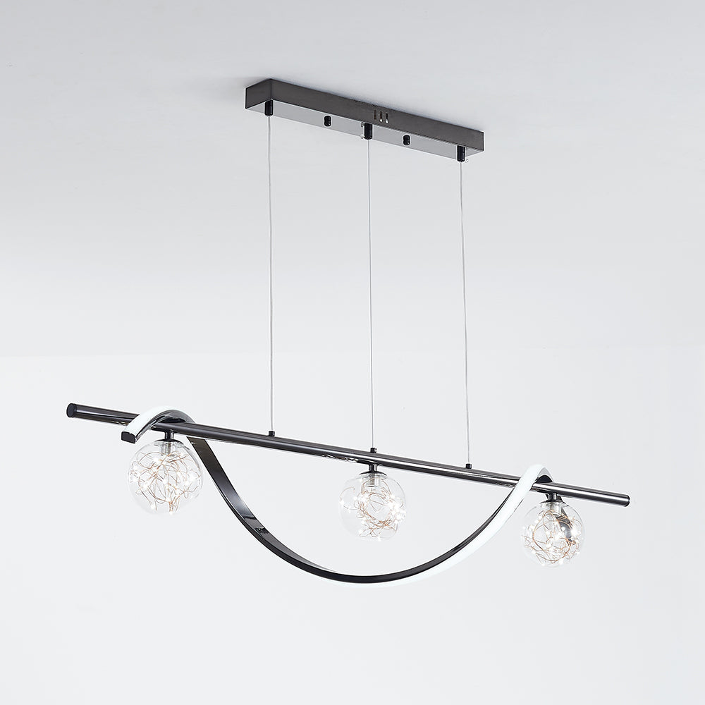 Arisha Lampada a Sospensione Metallo/Vetro Nero/Oro Cucina/Soggiorno