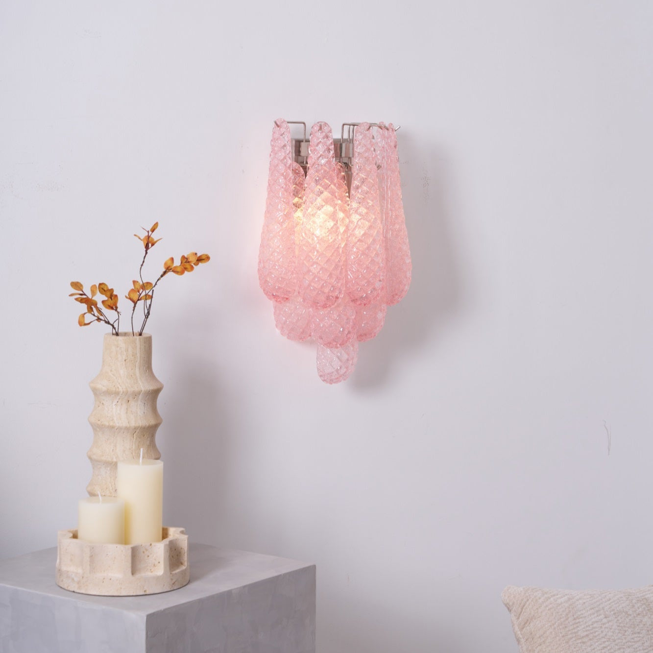 Aurora Wall Lamp Pink Teardrop Glass Floral Artistic - Neutralighting