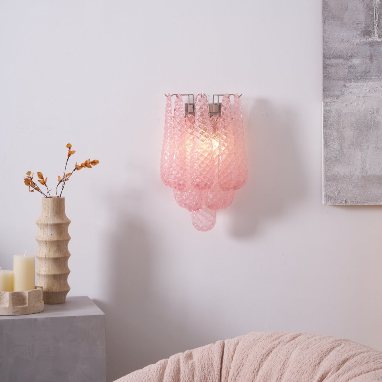 Aurora Wall Lamp Pink Teardrop Glass Floral Artistic - Neutralighting