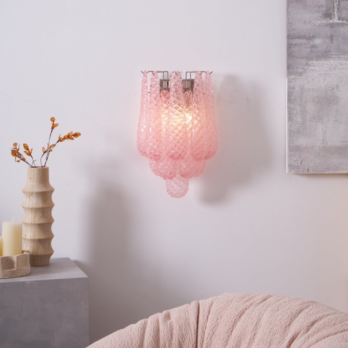 Aurora Wall Lamp Pink Teardrop Glass Floral Artistic - Neutralighting