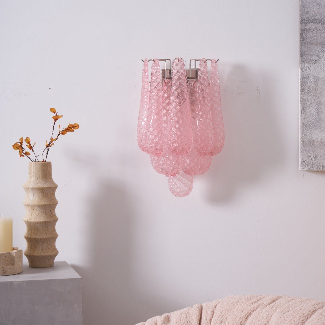 Aurora Wall Lamp Pink Teardrop Glass Floral Artistic - Neutralighting