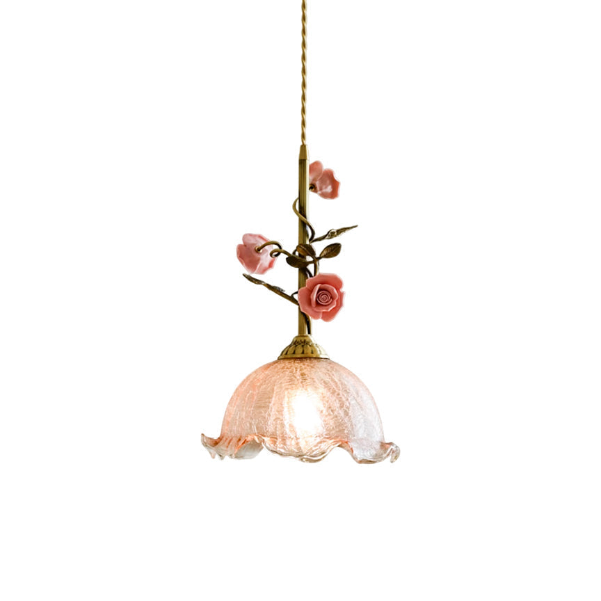 Ilsoris Individual Creativity Rose Glass Ceramic Pendant Lamp - Lamp Copper