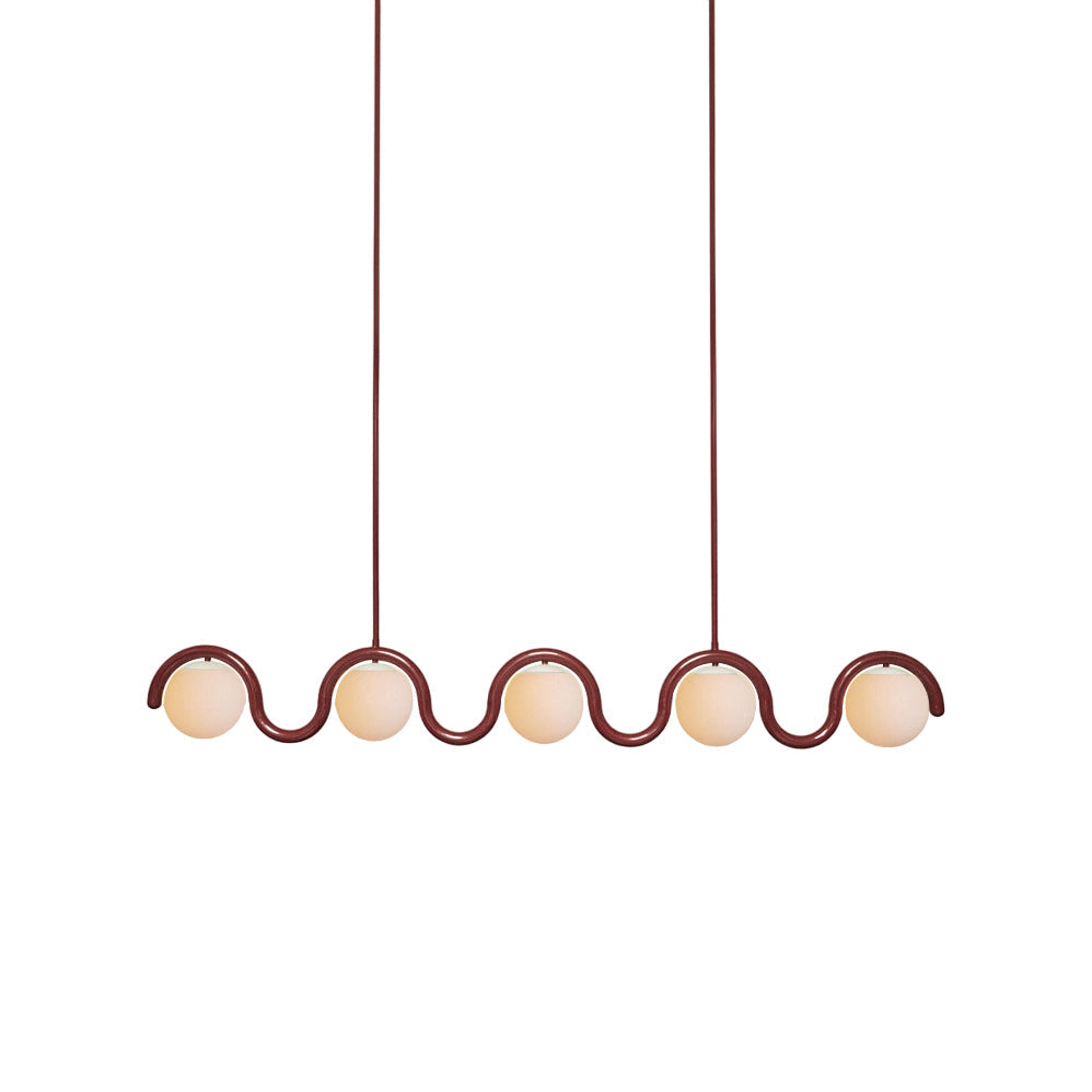 Aria Lampadario Lineare Rosso e Argento