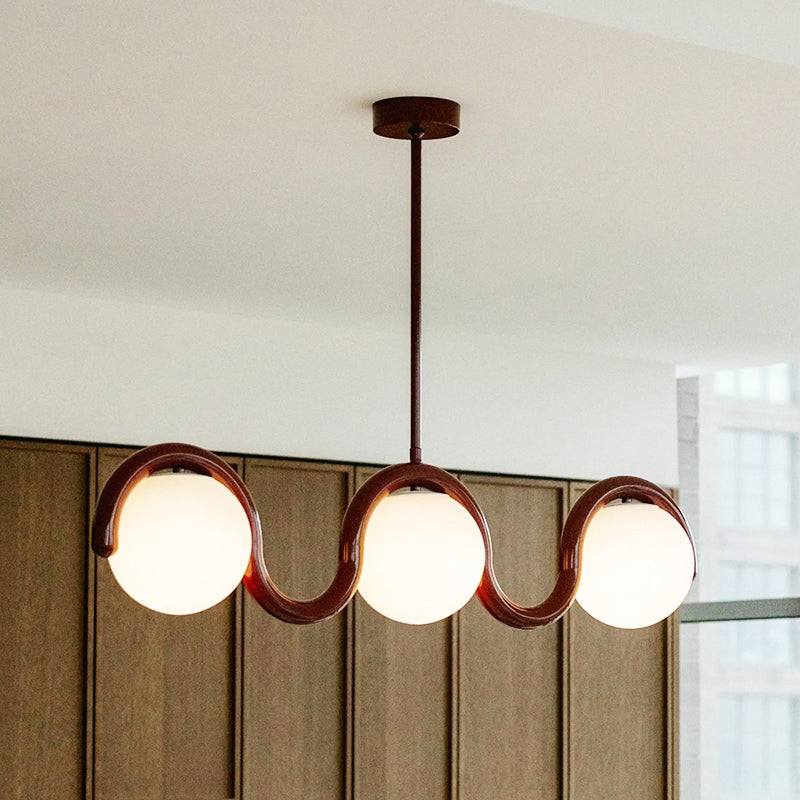 Aria Lampadario Lineare Rosso e Argento