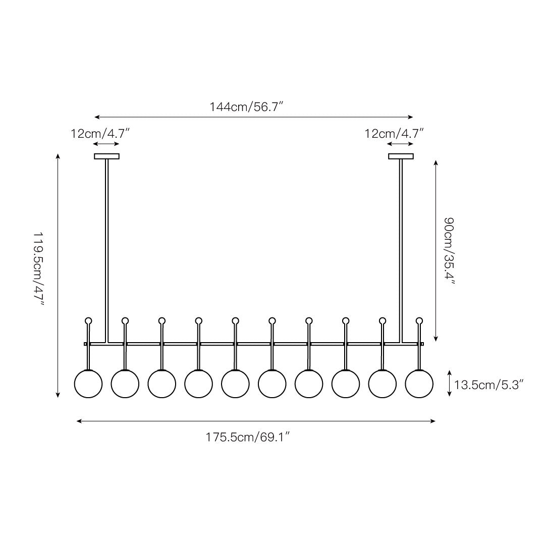 Vavele Vintage Industrial Straight Metal Glass Pendant Lamp - Lamp Copper