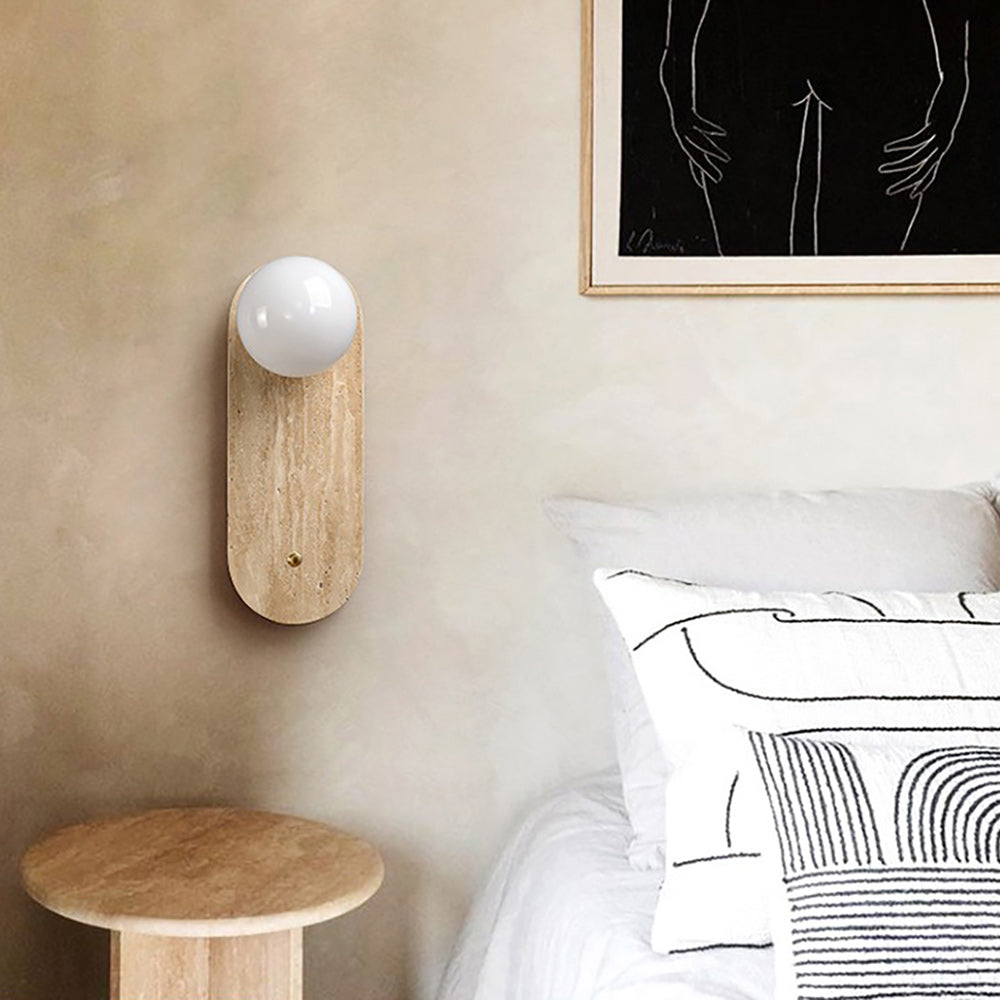 Zeshaen Modern Minimalist Travertine Glass Wall Lamp - Lamp Copper