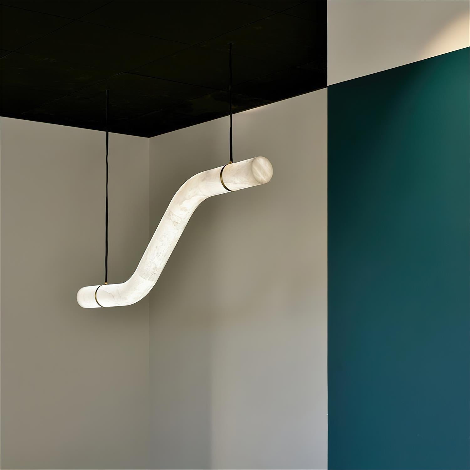 Liberty Chandelier Curved Alabaster Ribbon Silhouette - Letslighting