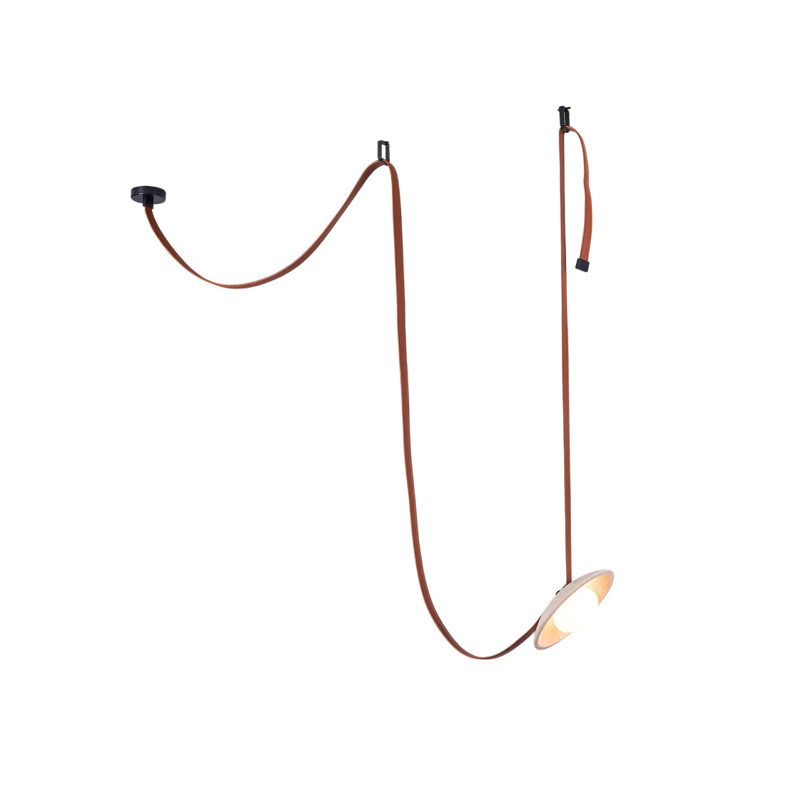 Olnoran Modern Minimalist Rail Leather Travertine Pendant Lamp - Lamp Copper