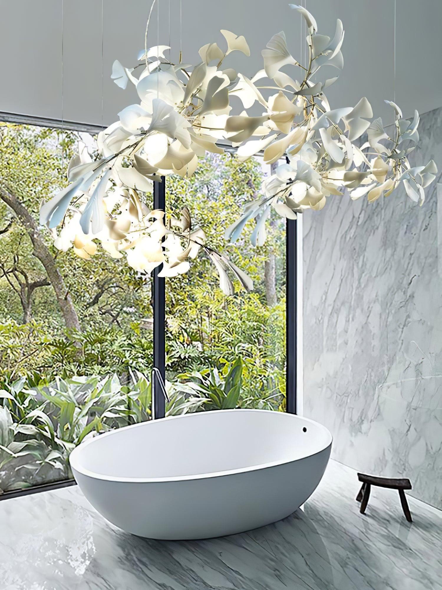 Olivia Ceramic Gingko Leaf Chandelier Organic Curves - Letslighting
