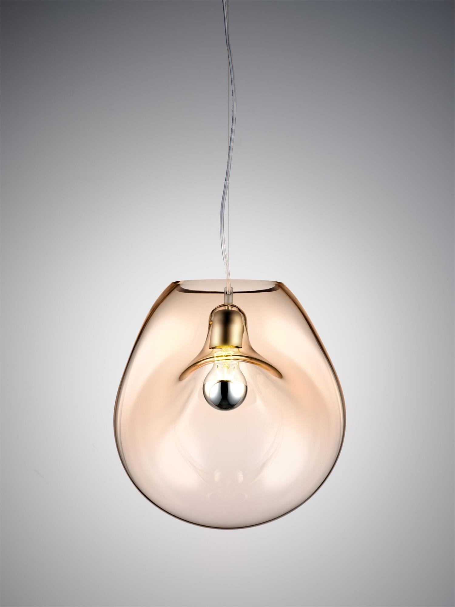 Lymara Modern Minimalist Black Glass Pendant Light - Lamp Copper