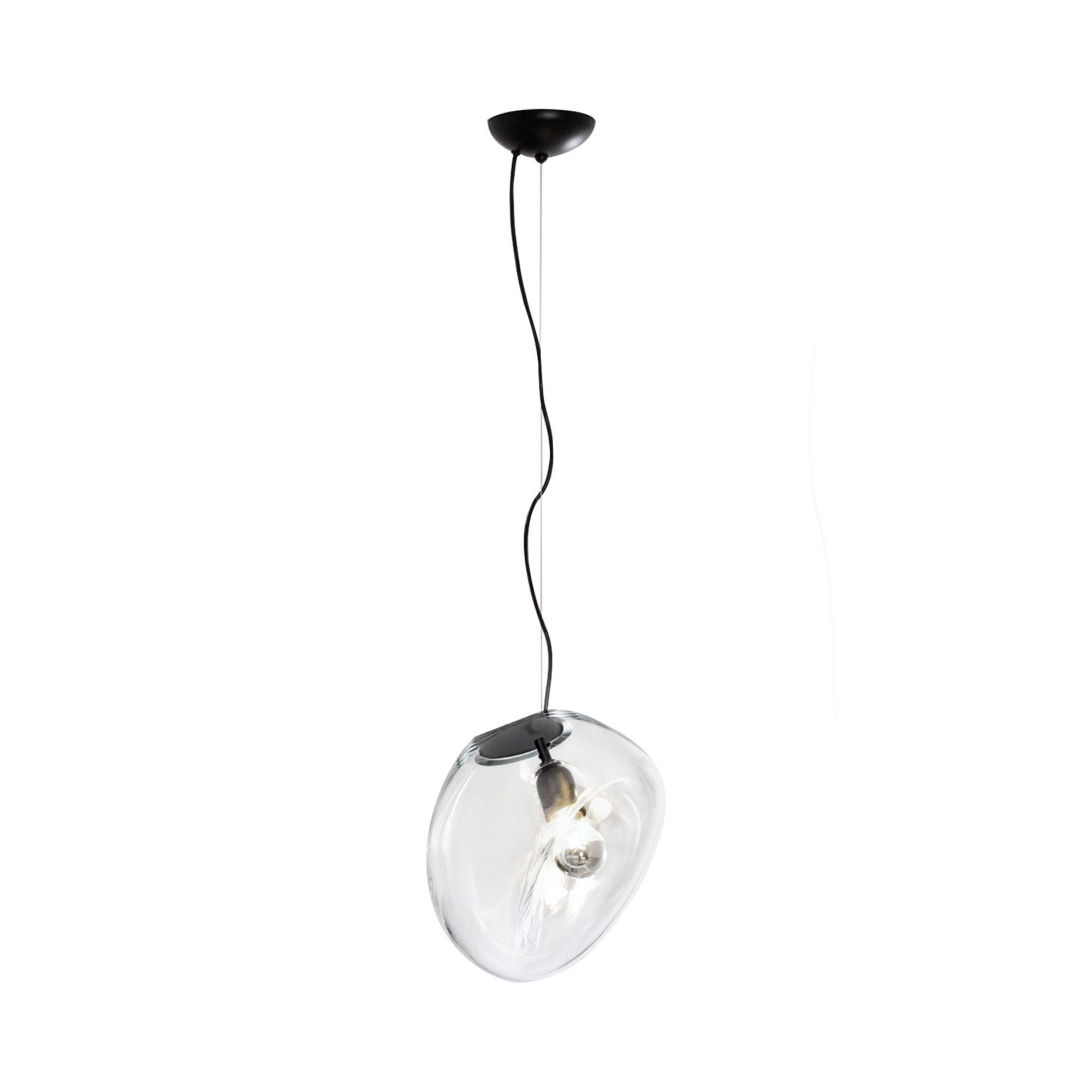 Lymara Modern Minimalist Black Glass Pendant Light - Lamp Copper