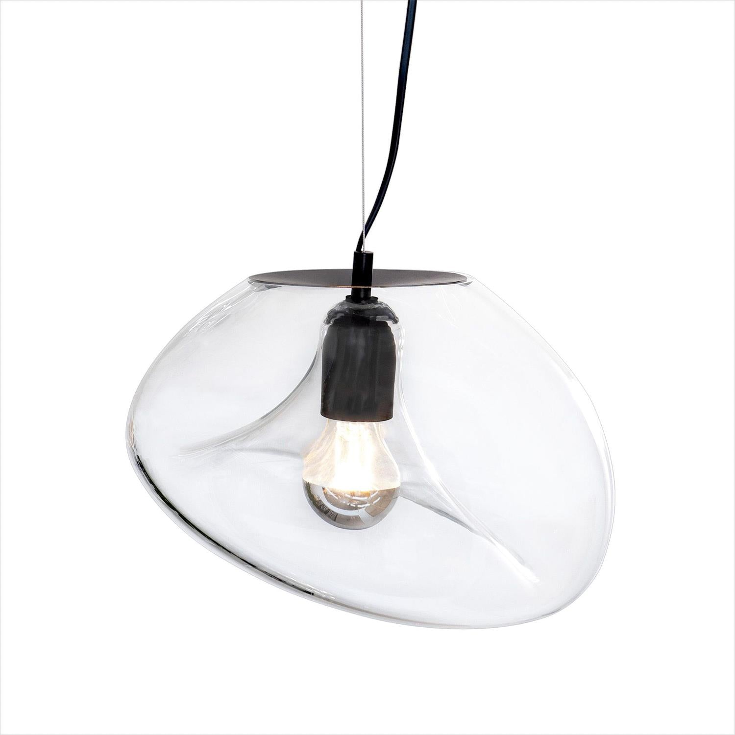 Lymara Modern Minimalist Black Glass Pendant Light - Lamp Copper