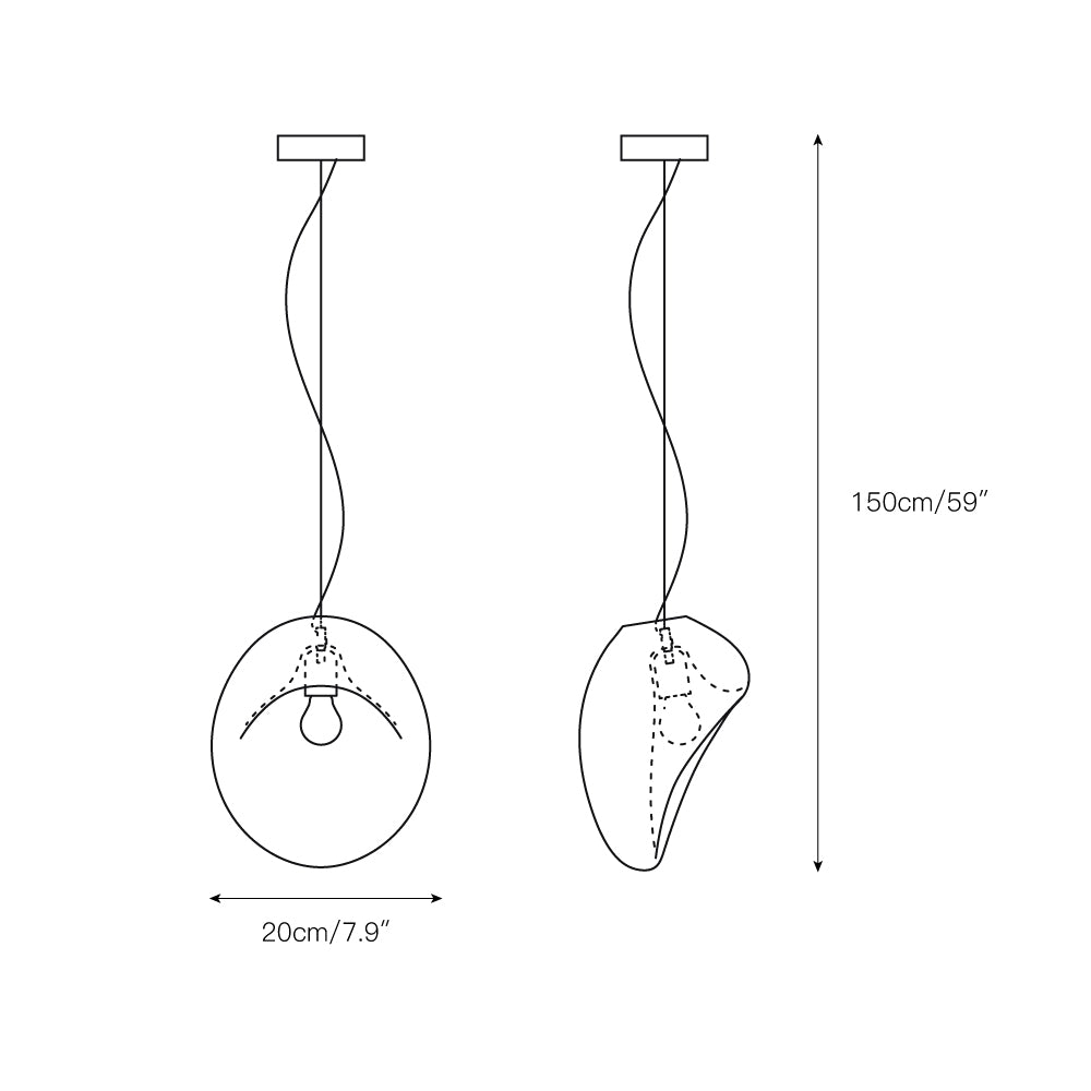 Lymara Modern Minimalist Black Glass Pendant Light - Lamp Copper