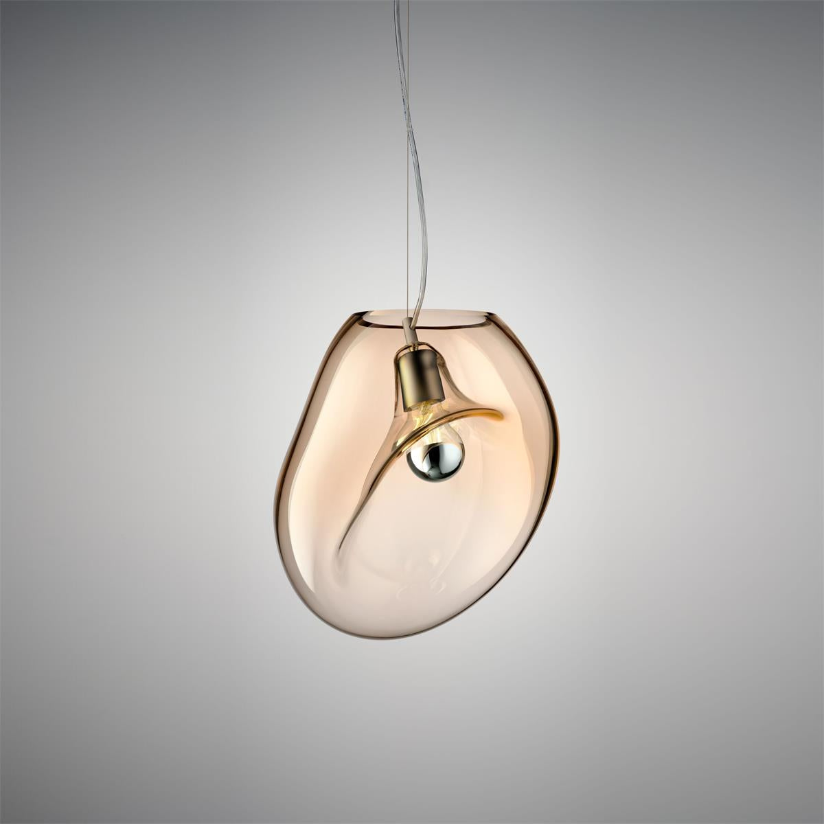 Lymara Modern Minimalist Black Glass Pendant Light - Lamp Copper