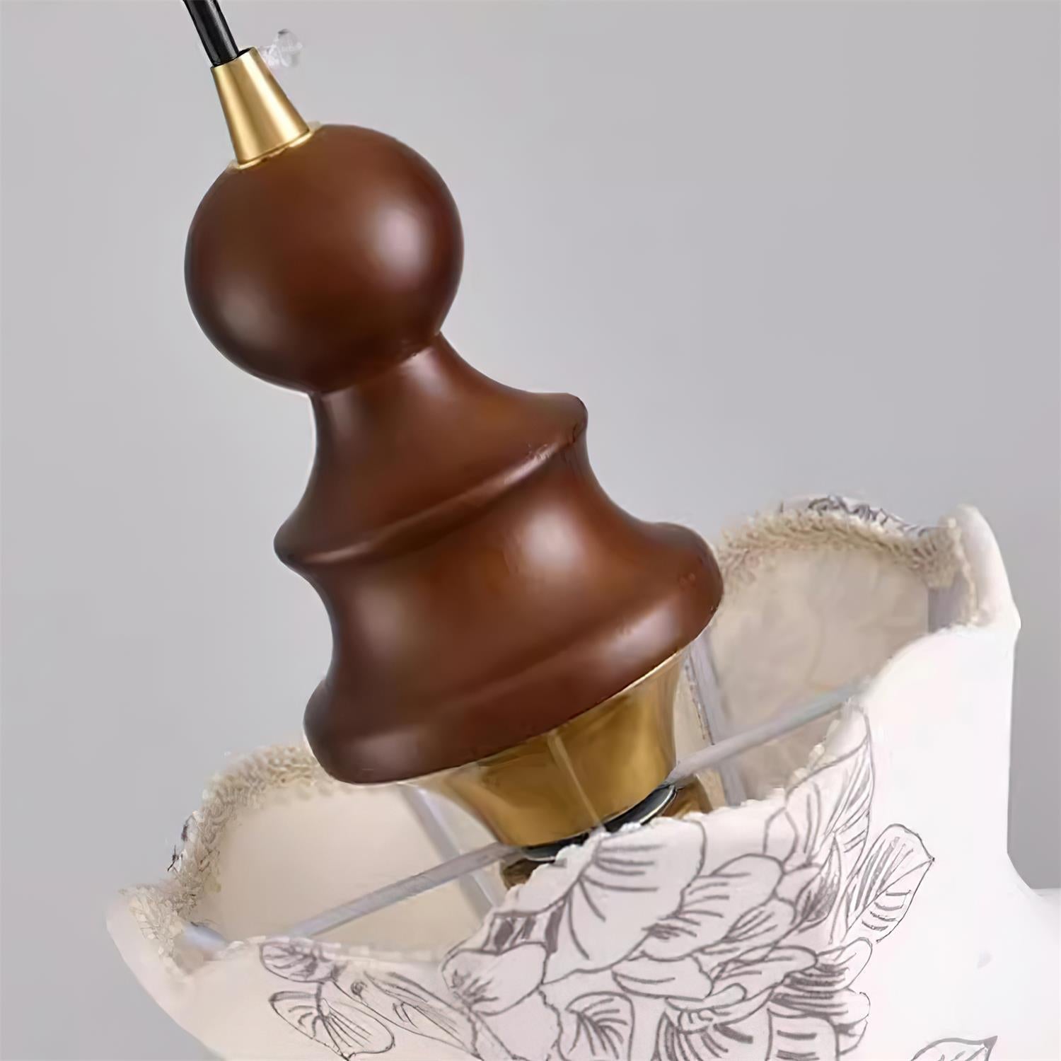 Pendant Lamp Metal and Wood Fabric Vintage Floral Elegant - Letslighting