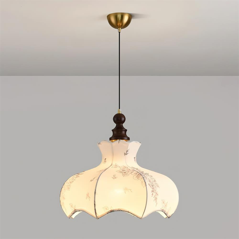 Pendant Lamp Metal and Wood Fabric Vintage Floral Elegant - Letslighting