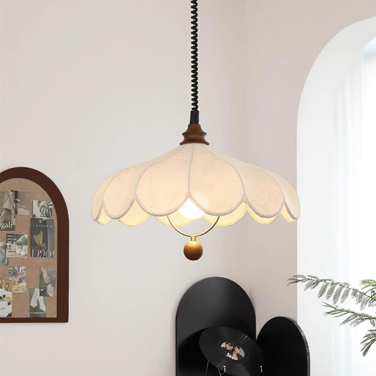 Ritta Lampada a Sospensione con Paralume Floreale Vintage