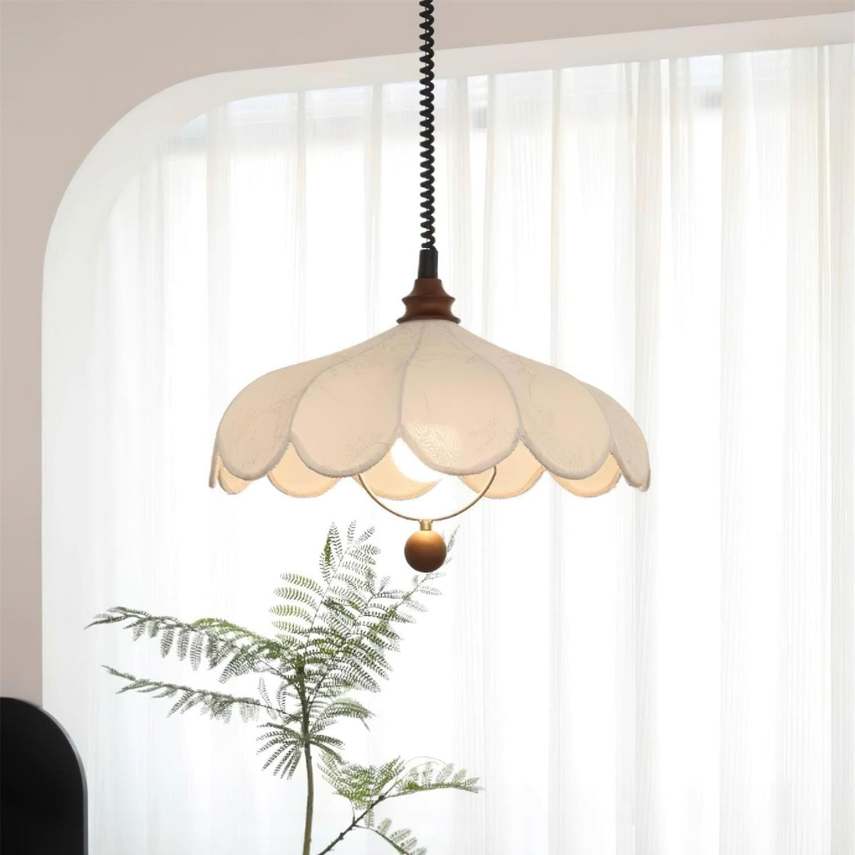 Ritta Lampada a Sospensione con Paralume Floreale Vintage
