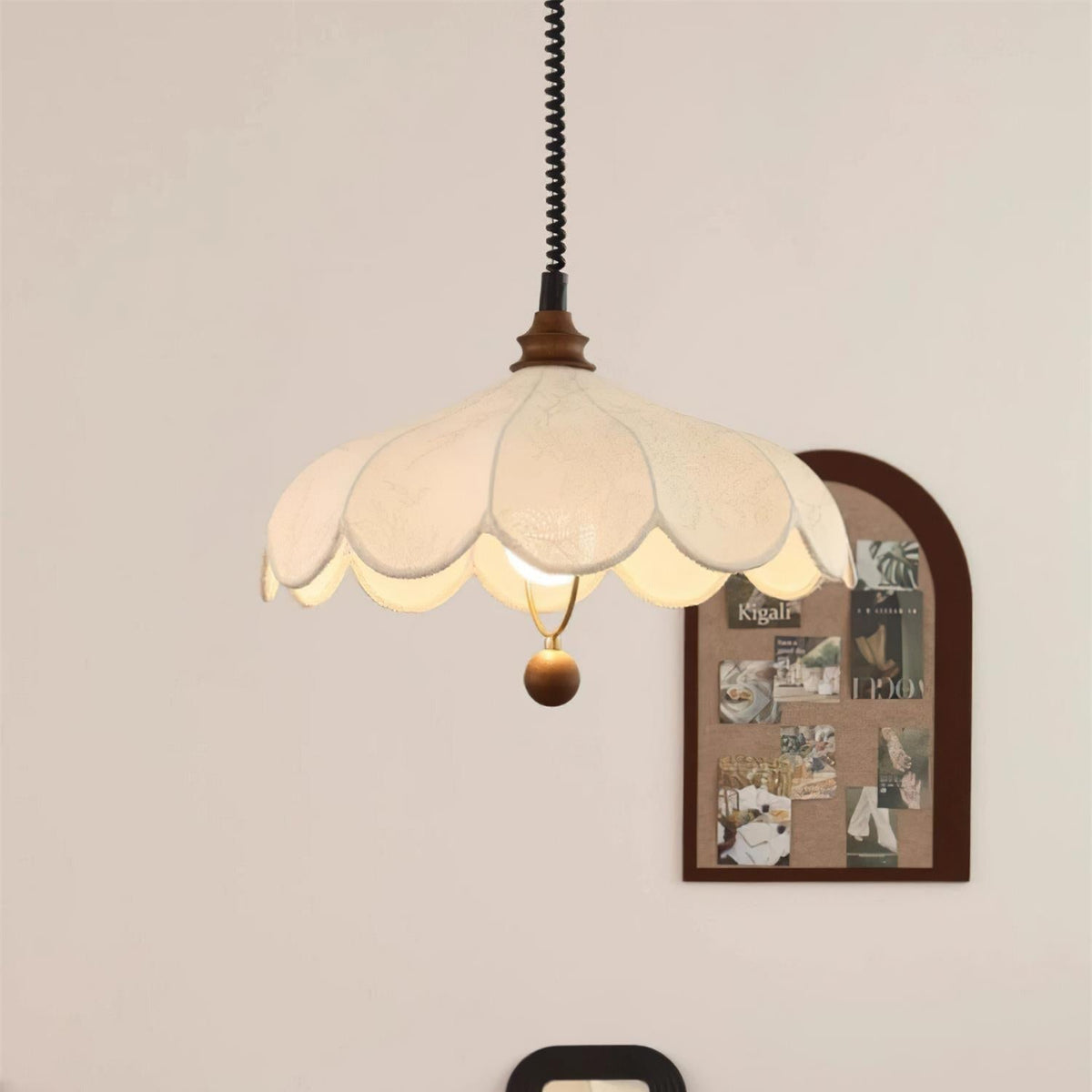 Ritta Lampada a Sospensione con Paralume Floreale Vintage