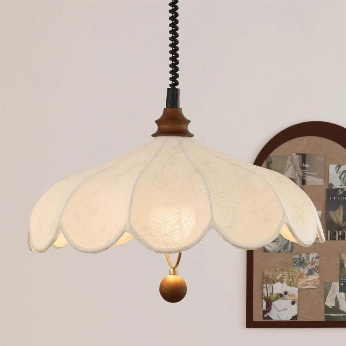 Ritta Lampada a Sospensione con Paralume Floreale Vintage