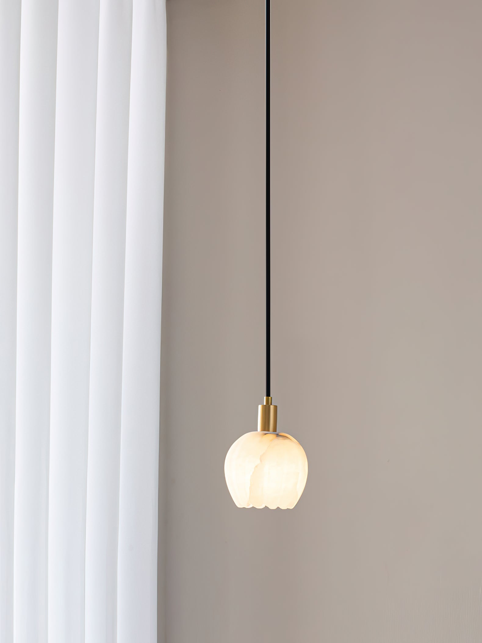 Olraeos Modern Minimalist Brass Alabaster Pendant Light - Lamp Copper