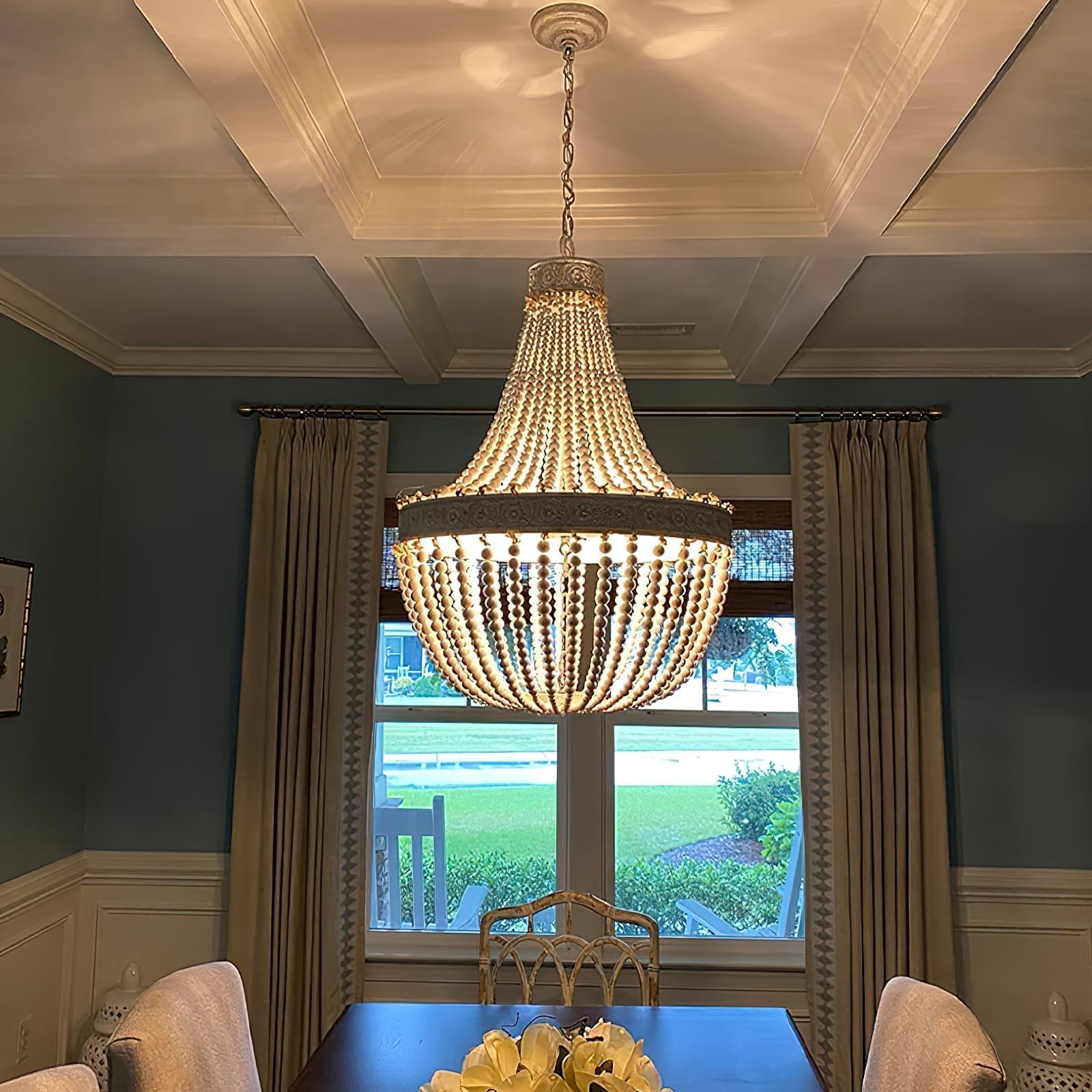 Ulvararis Postmodern Luxury Beaded Wooden Metal Chandelier - Lamp Copper