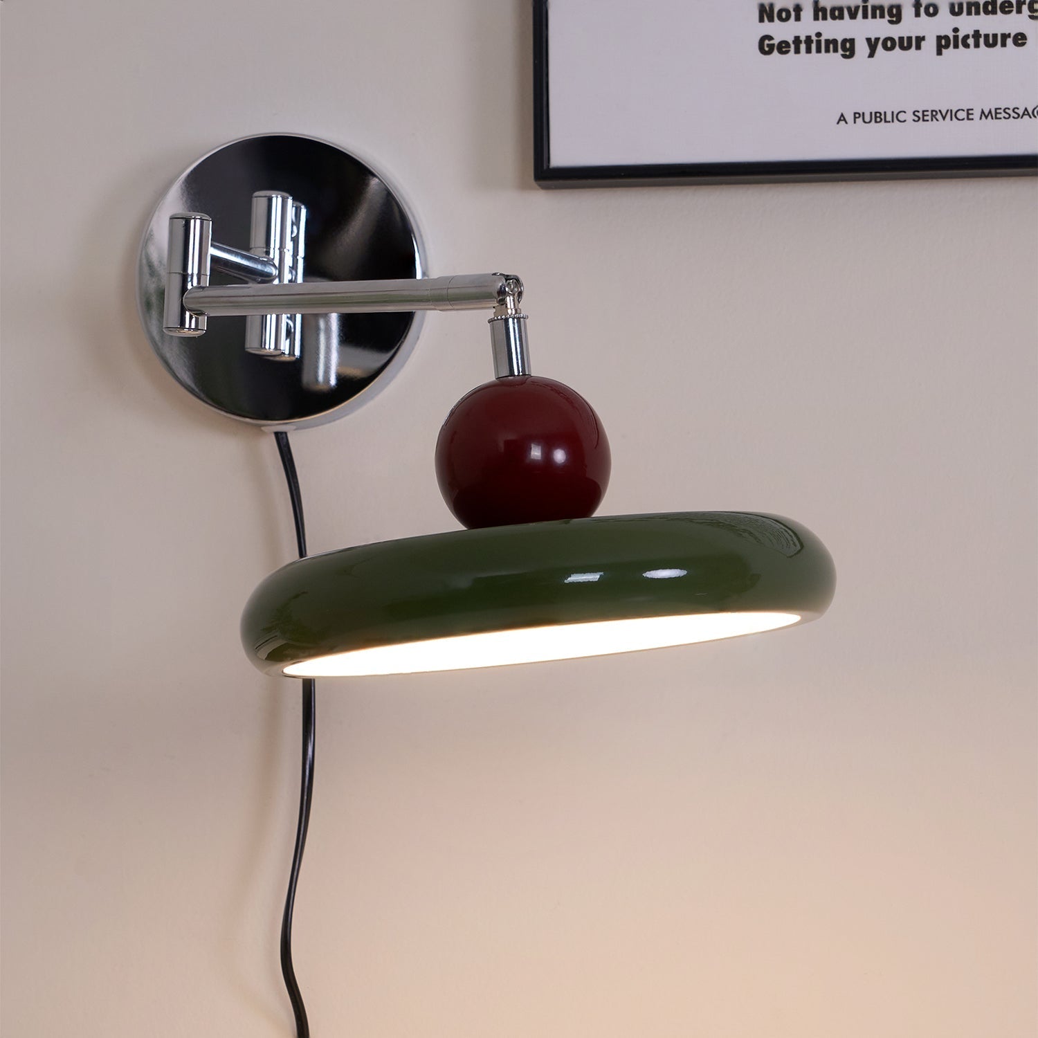 Aria Lampada da Parete con Spina Verde/Beige