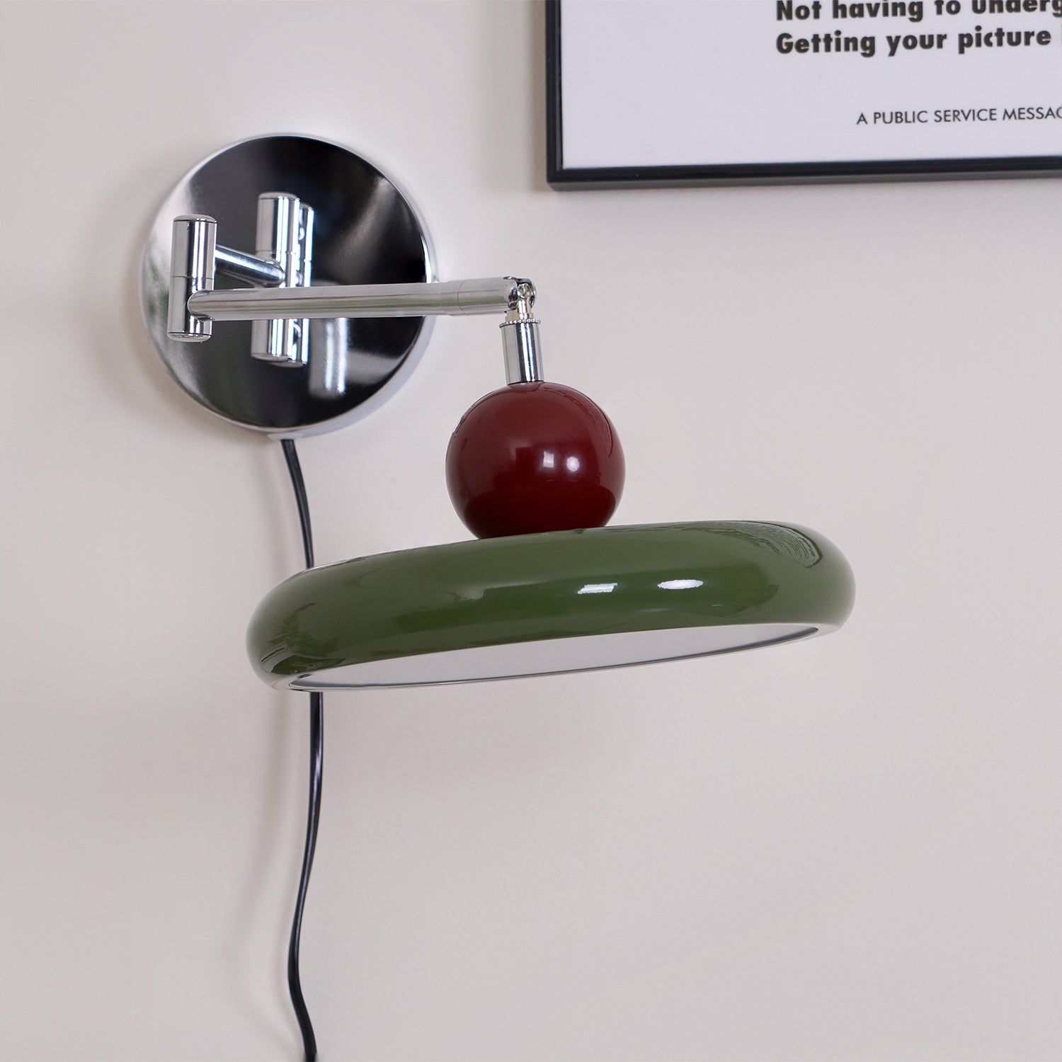 Aria Lampada da Parete con Spina Verde/Beige