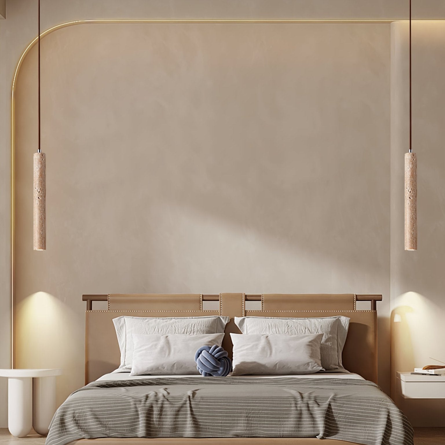 Olvynarae Cylindrical Travertine Pendant Light - Neutralighting