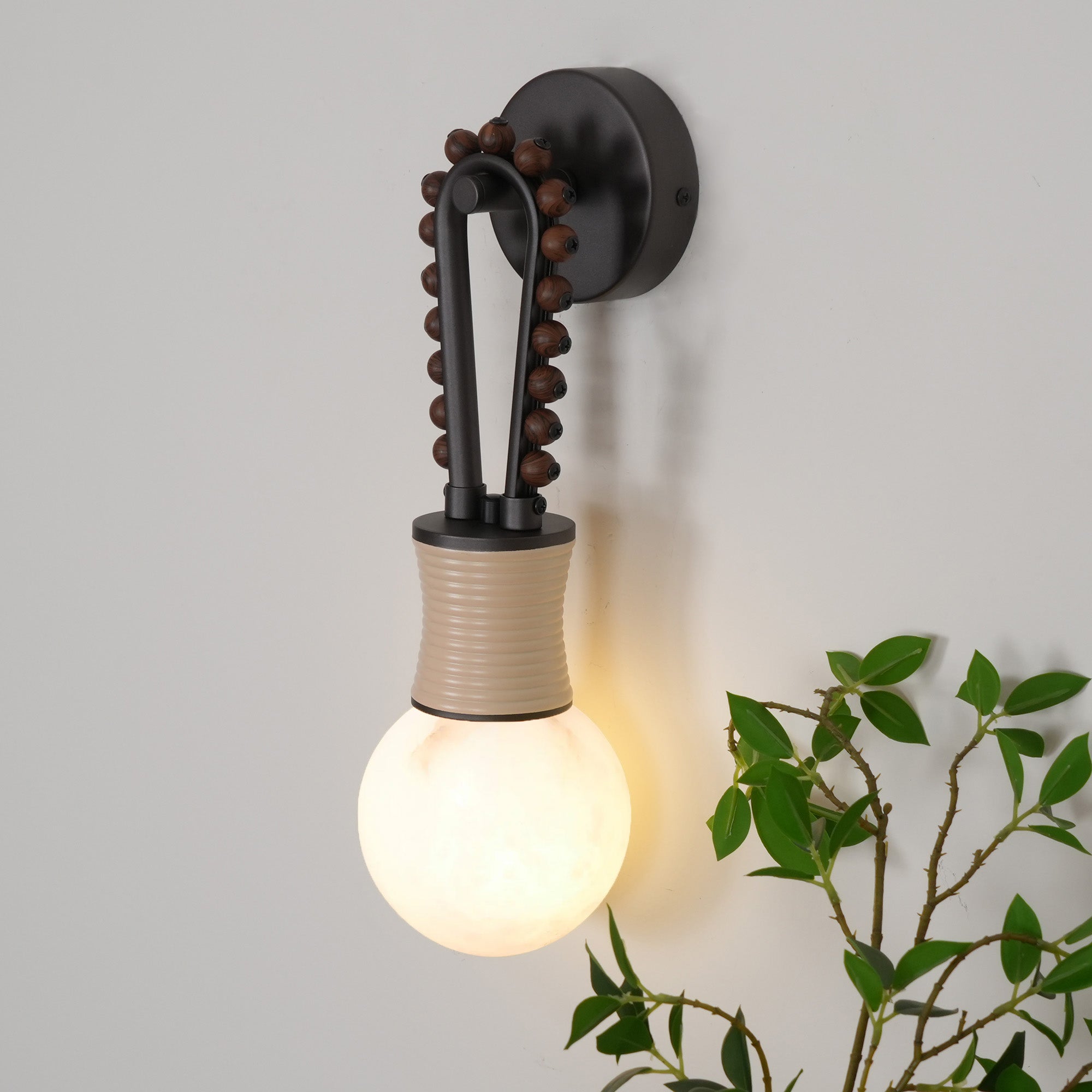 Erliren Creativity Art Walnut Alabaster Wall Lamp - Lamp Copper