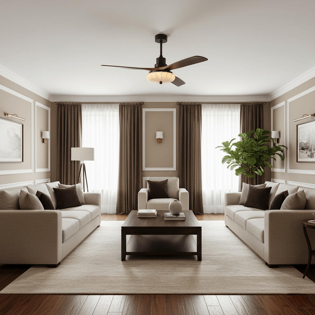 Ventilatore da Soffitto con Luce Jasper Bloom che mostra la sua funzionalità a 6 velocità