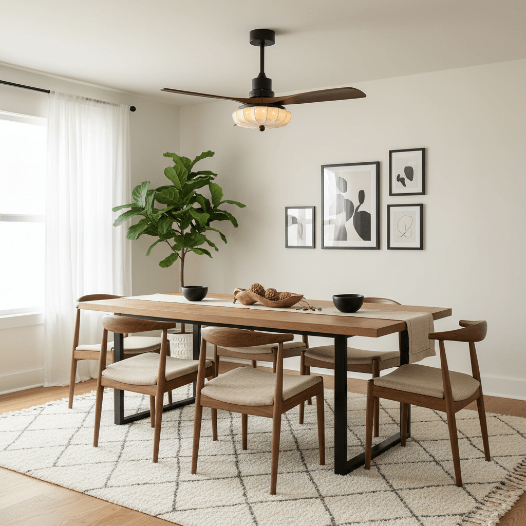 Vista laterale del Ventilatore da Soffitto con Luce Jasper Bloom