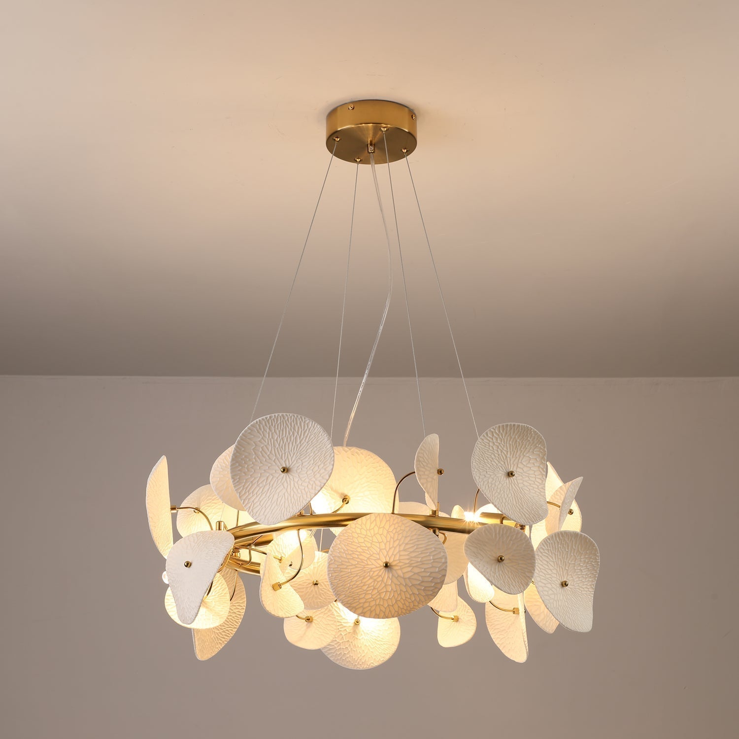 Virinira Modern Elegance Petal Metal Ceramic Chandelier - Blowlighting
