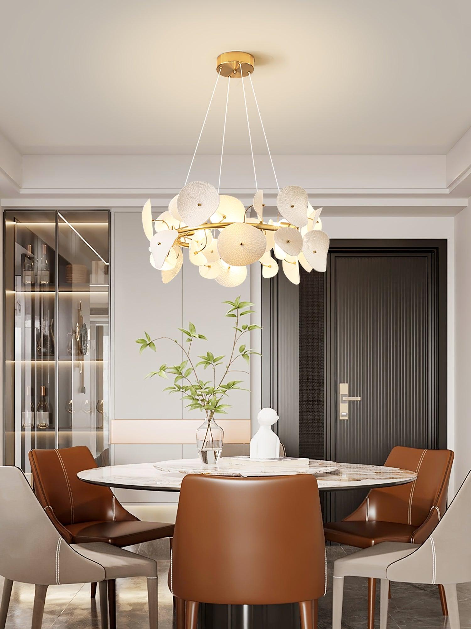 Virinira Modern Elegance Petal Metal Ceramic Chandelier - Blowlighting