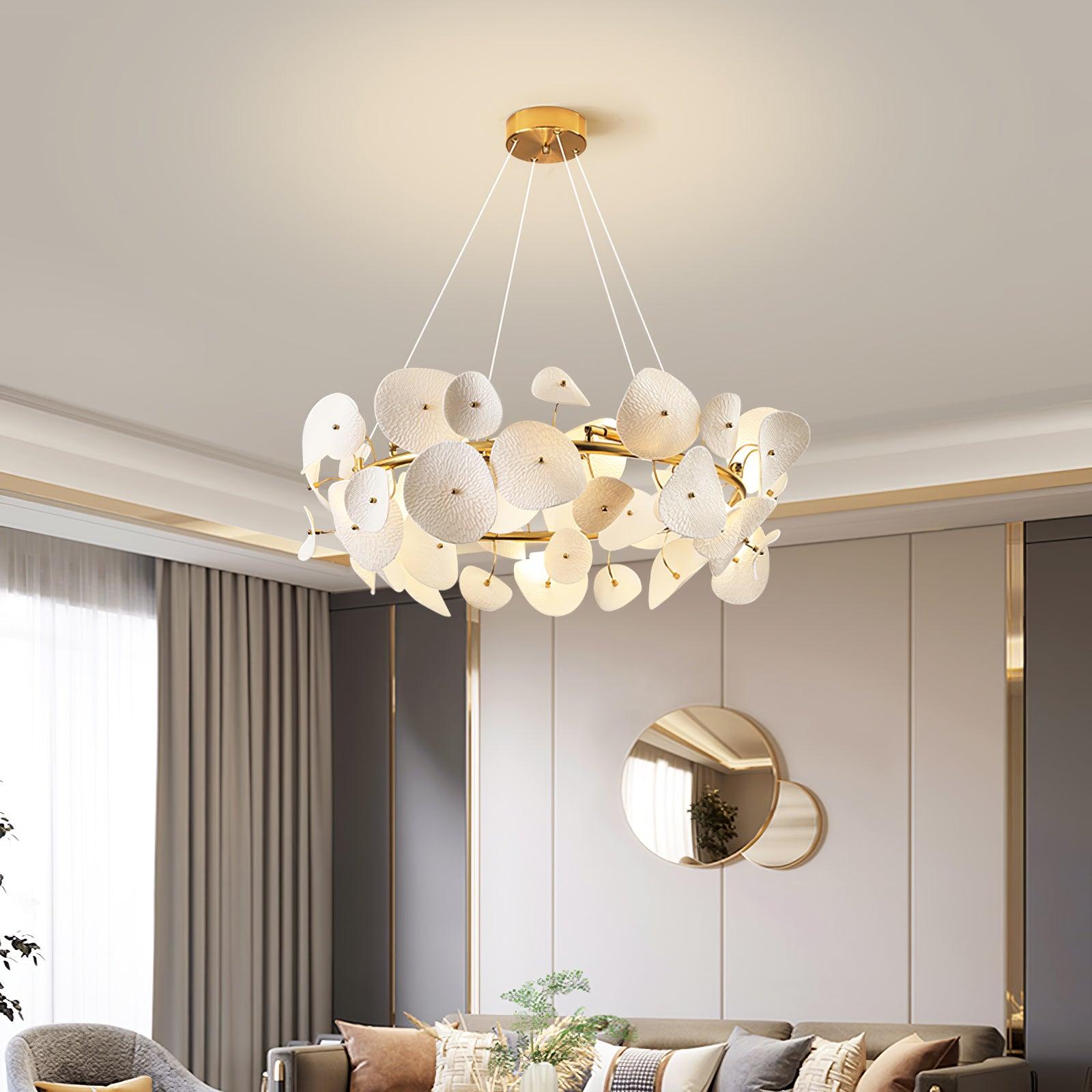 Virinira Modern Elegance Petal Metal Ceramic Chandelier - Blowlighting