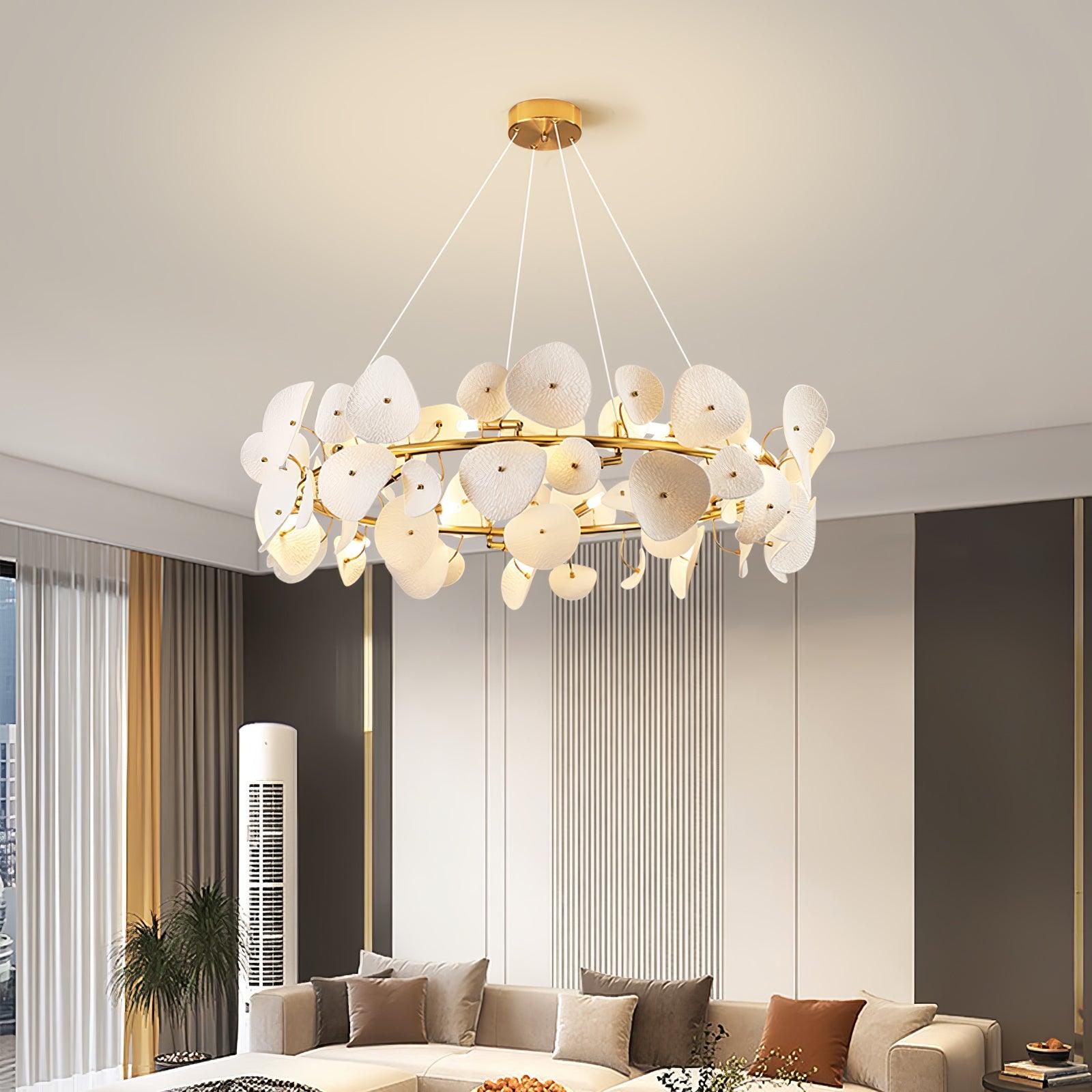 Virinira Modern Elegance Petal Metal Ceramic Chandelier - Blowlighting