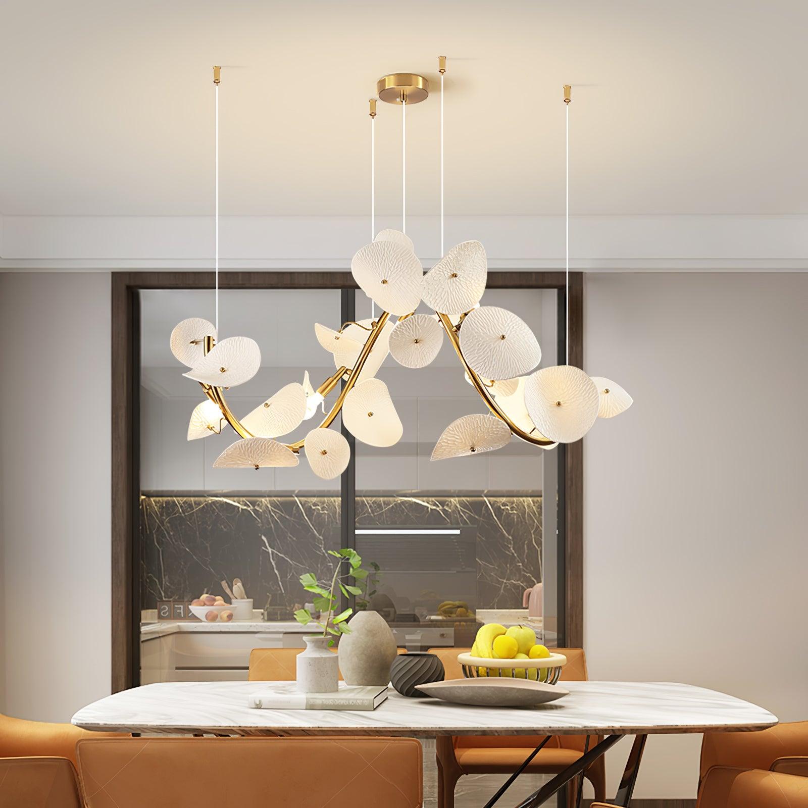 Virinira Modern Elegance Petal Metal Ceramic Chandelier - Blowlighting